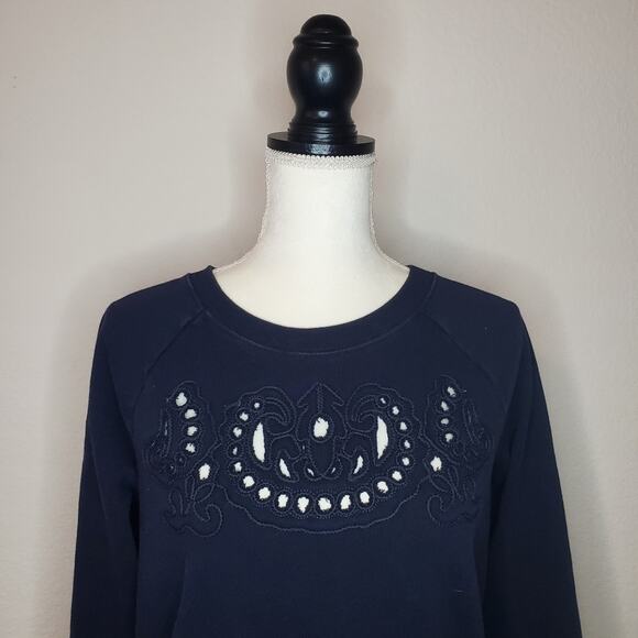 Madewell Navy Embroidered Sweatshirt Medium - Picture 5 of 7